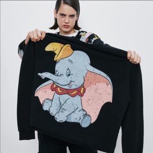 Zara Black Sweater with Dumbo Graphic